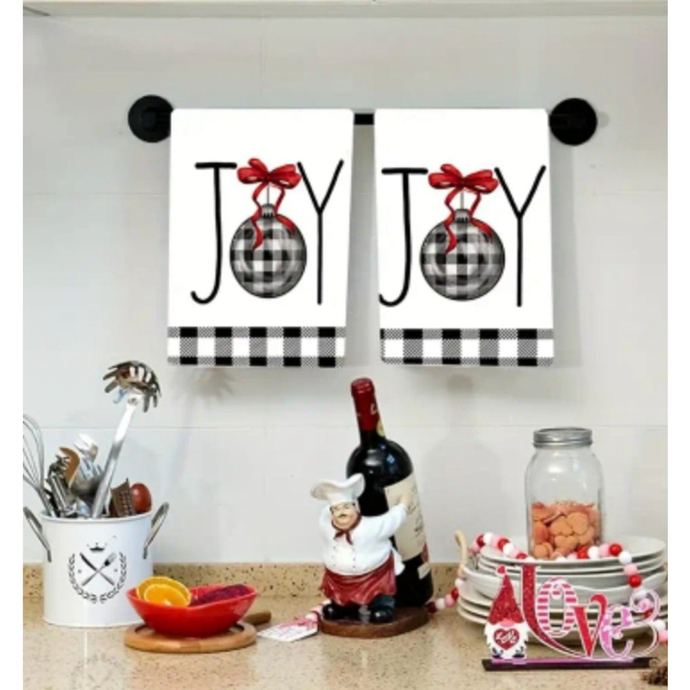Kitchen Towels Set, Black and White, 2 Pack